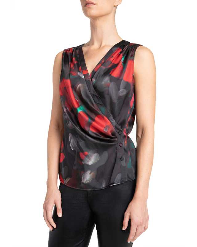 Lynn Faux Wrap Sleeveless Top